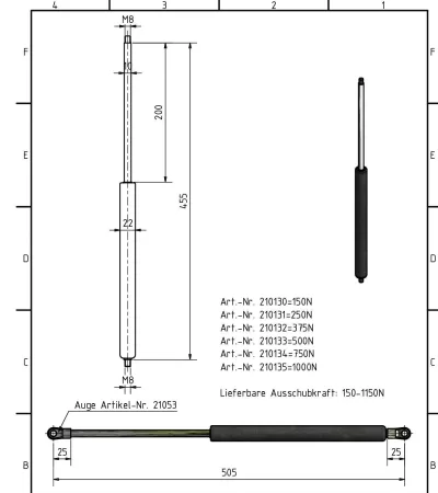 Amortizor Al-ko/Knott 10/22, 1000 N, 455 mm