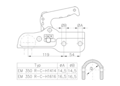 Cupla AL-BE EM 350 R-C-H1414, până la 3500 kg - imagine 2