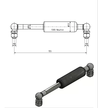 Amortizor gaz Knott/Al-ko 10/22, 1300 N, 155 mm - imagine 4