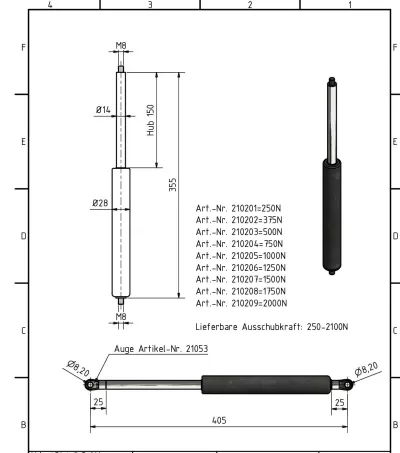 Amortizor Al-ko/Knott 14/28 2000 N 355 m