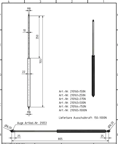 Amortizor Al-ko/Knott, 1000N, 755mm