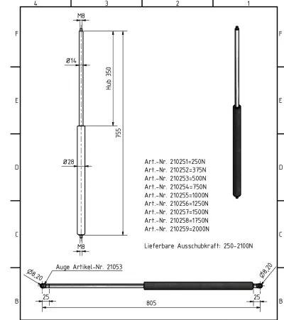 Amortizor Knott/Al-ko 755 mm