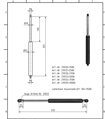 Amortizor Al-ko/Knott 10/22, 375 N, 355 mm