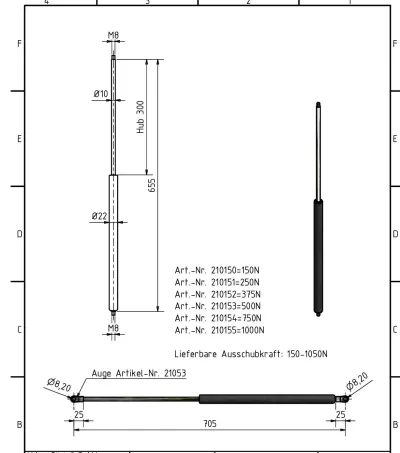 Amortizor Al-ko/Knott 10/22, 375 N, 655 mm