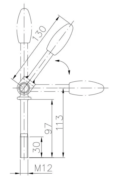 Surub cu articulatie, M12, 113 mm - imagine 2