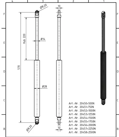 Amortizor 570 mm