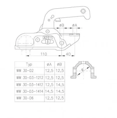 Cupla WINTERHOFF WW 30-D2, 3000 kg, Ø 45-46 mm - imagine 2