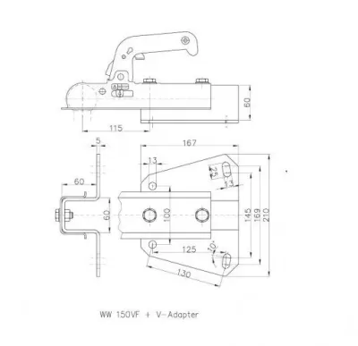 Cupla WINTERHOFF WW 150-VF,ADAPTOR V, -1500 kg - imagine 2