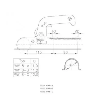 Cupla Al-ko/Knott WW 8-C, -800 kg, Ø 70 mm - imagine 2