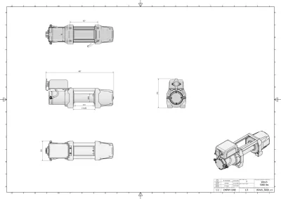 Troliu cu cablu PUNDMANN 22,2 kN, 2263 kg, 12 V - imagine 7